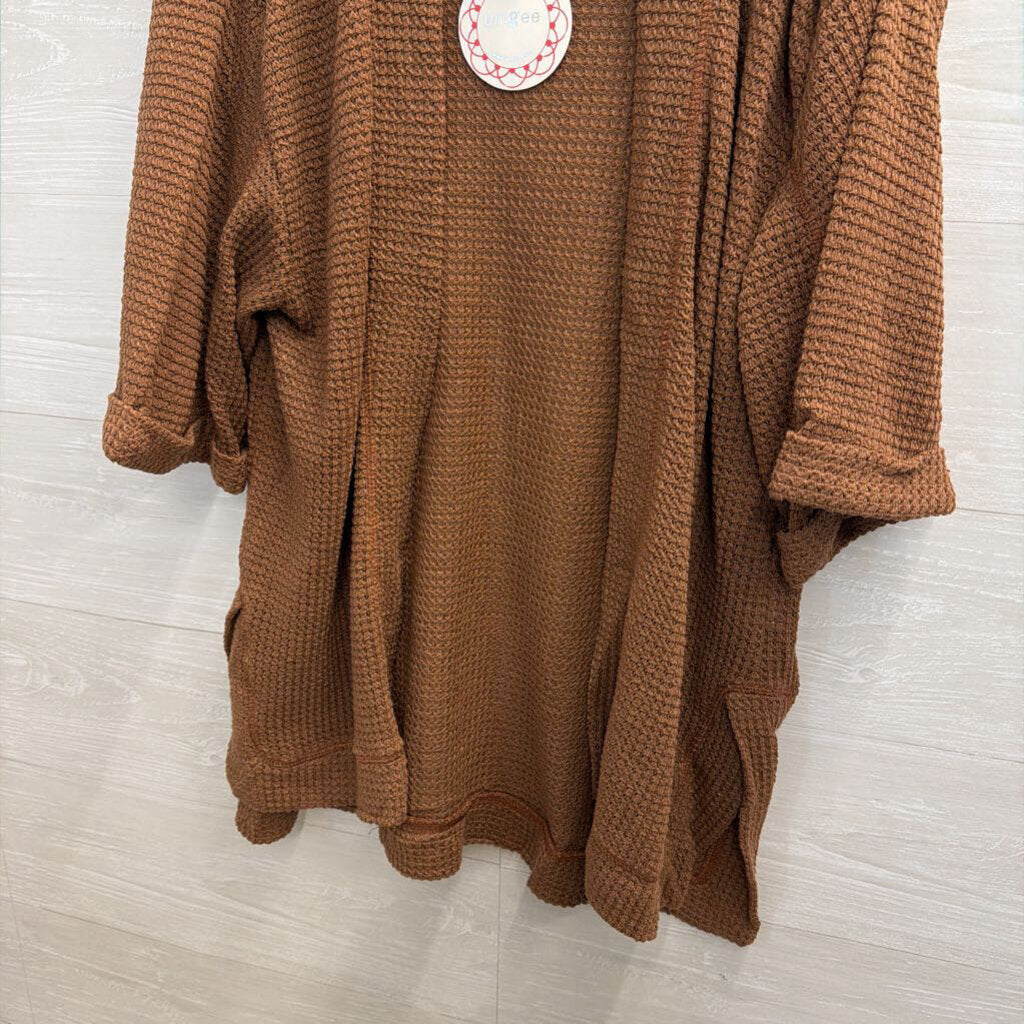 Umgee Brown Textured Open Front Top Medium/ Large