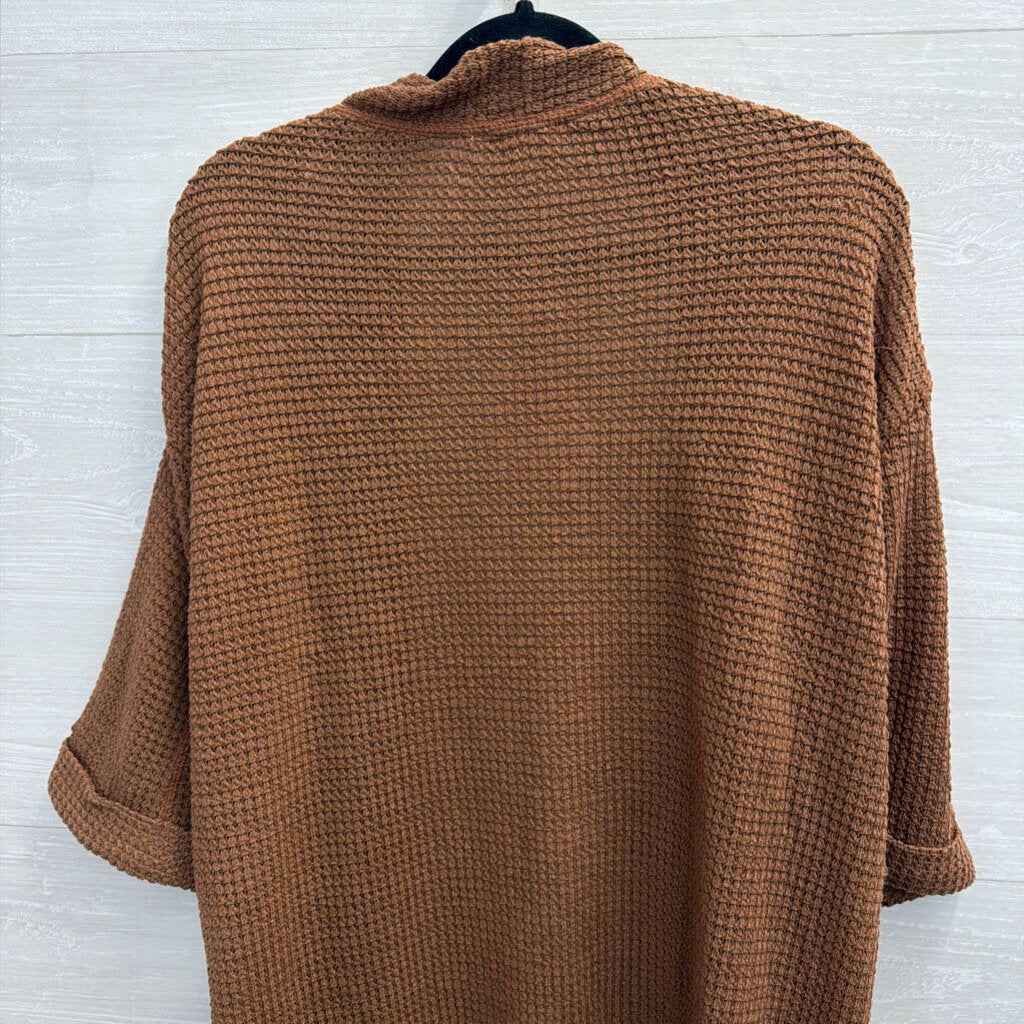 Umgee Brown Textured Open Front Top Medium/ Large