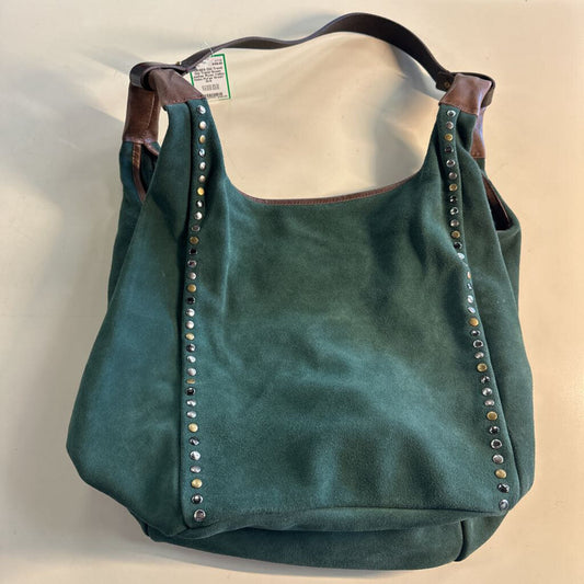Old Trend Green Leather Rose Valley Hobo Purse