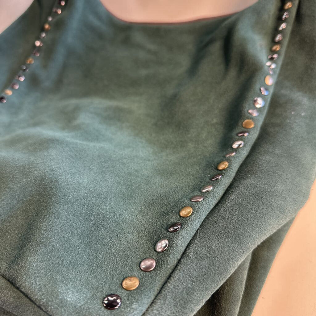 Old Trend Green Leather Rose Valley Hobo Purse