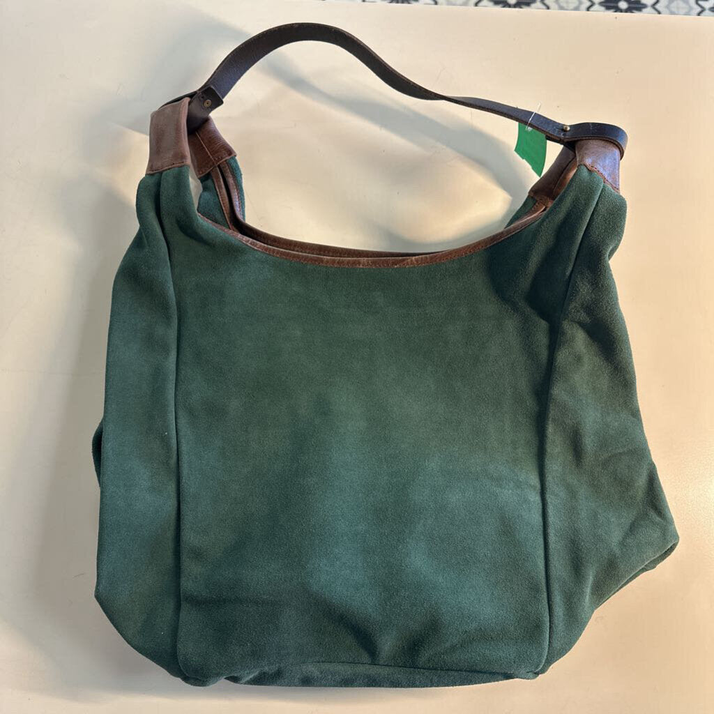 Old Trend Green Leather Rose Valley Hobo Purse