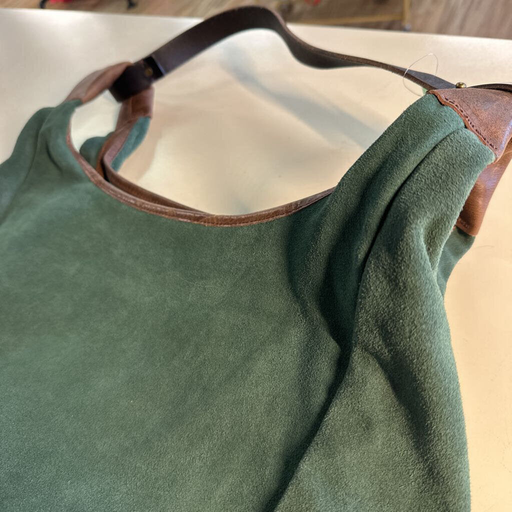 Old Trend Green Leather Rose Valley Hobo Purse