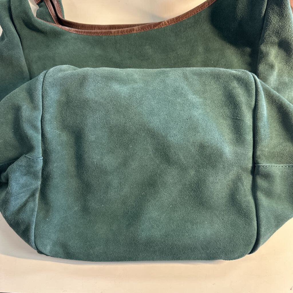 Old Trend Green Leather Rose Valley Hobo Purse