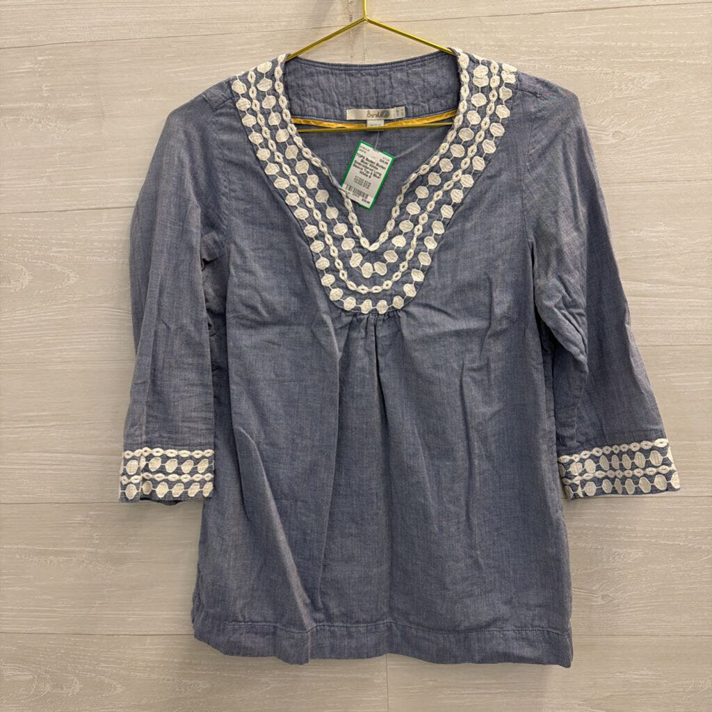 Boden Blue/ White Embroidered Long Sleeve Top 6