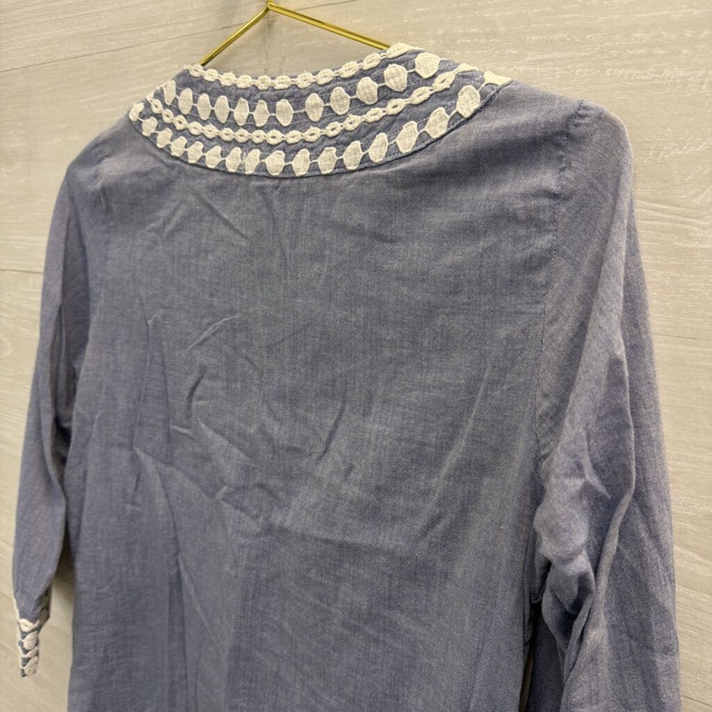 Boden Blue/ White Embroidered Long Sleeve Top 6