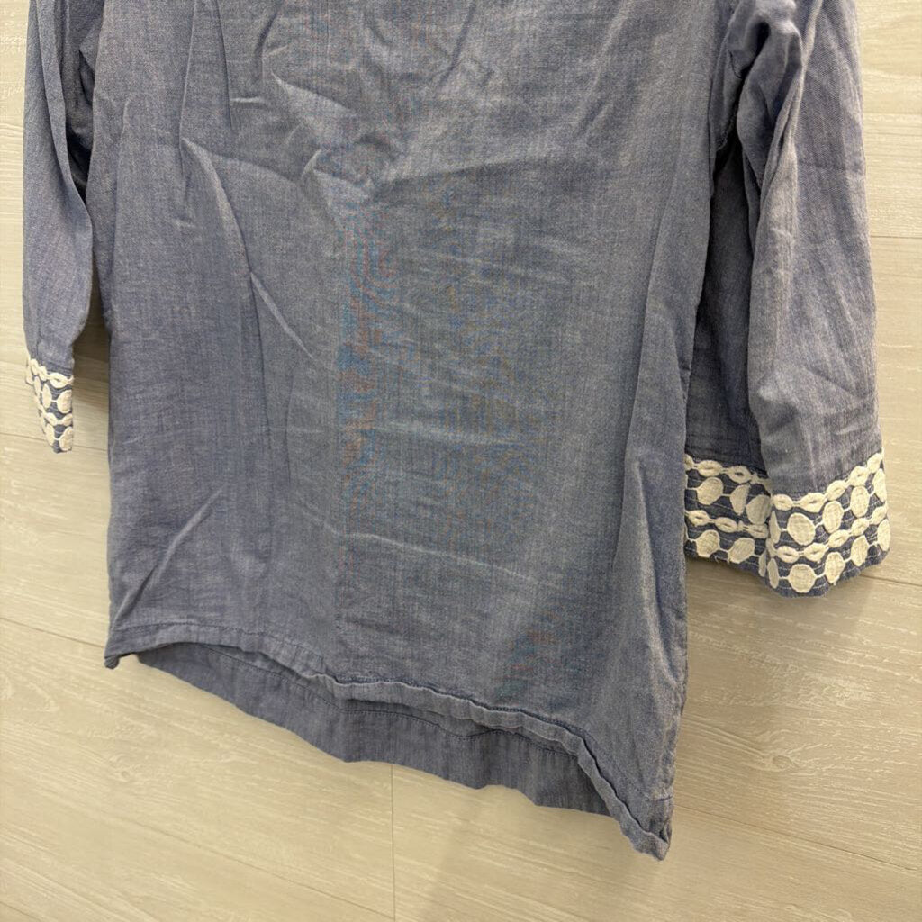 Boden Blue/ White Embroidered Long Sleeve Top 6