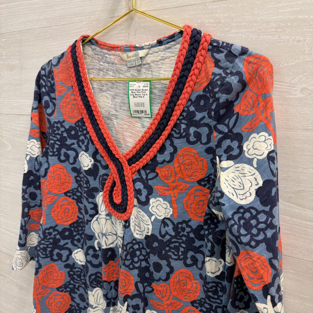 Boden Blue/ Pink Print long Sleeve Top 6