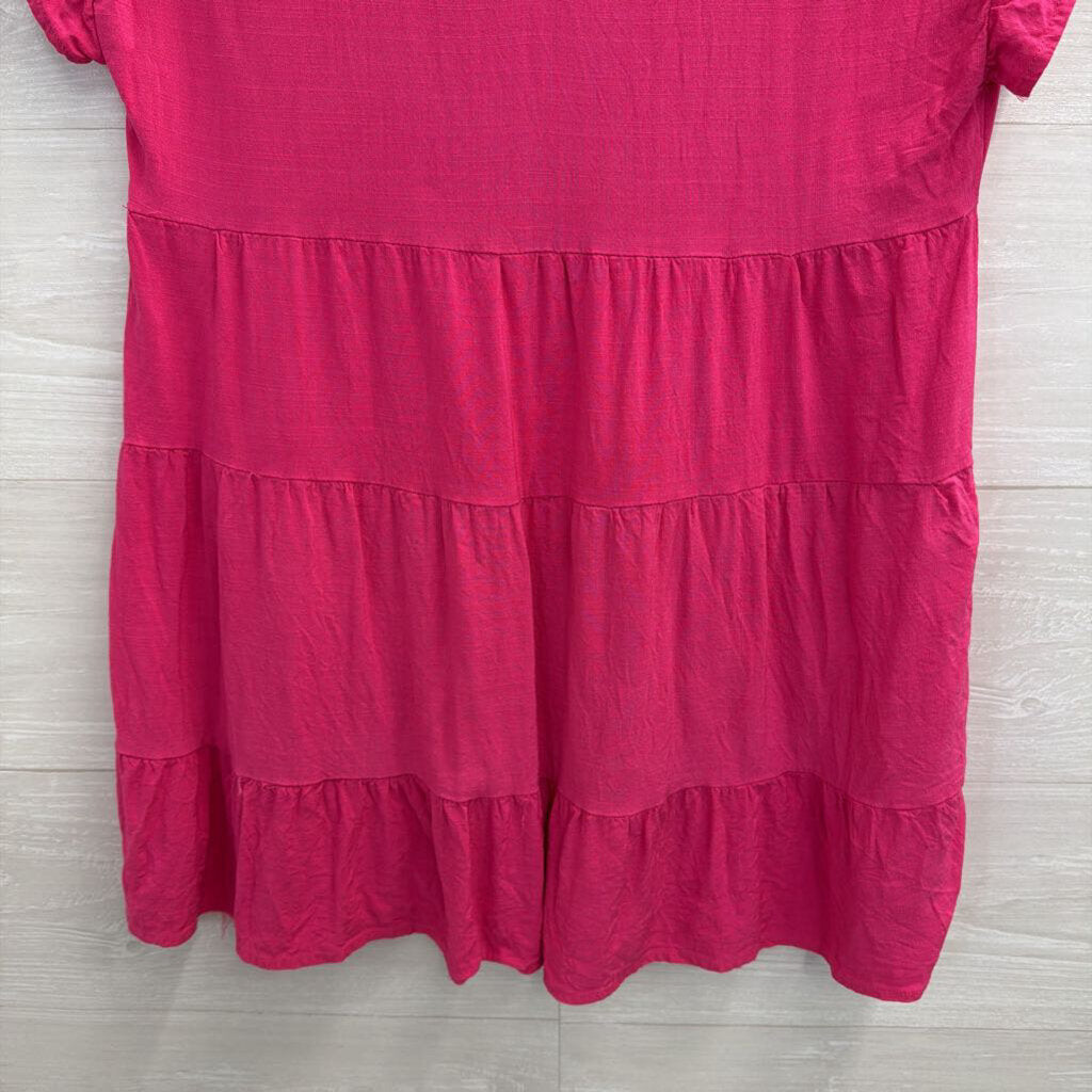 Andree Pink Short Sleeve Tiered Top Large