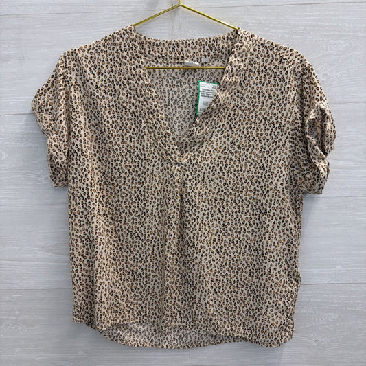 Gap Brown Leopard Print Short Sleeve Top Medium