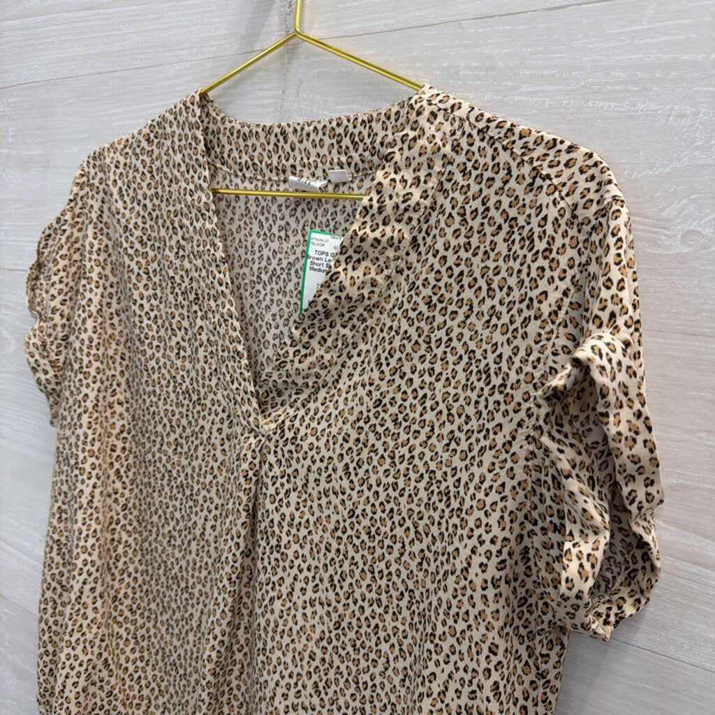 Gap Brown Leopard Print Short Sleeve Top Medium