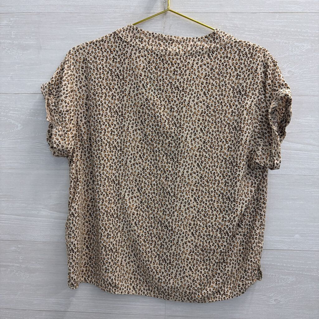Gap Brown Leopard Print Short Sleeve Top Medium