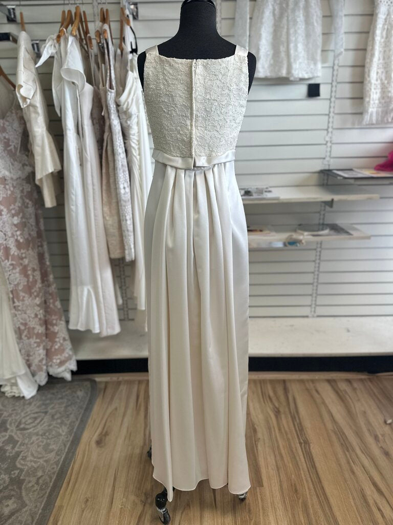 Vintage Ivory Lace Top Satin Skirt Bridal Gown 5/6