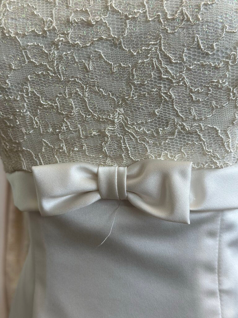 Vintage Ivory Lace Top Satin Skirt Bridal Gown 5/6