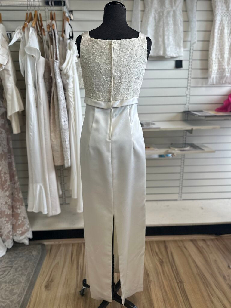 Vintage Ivory Lace Top Satin Skirt Bridal Gown 5/6