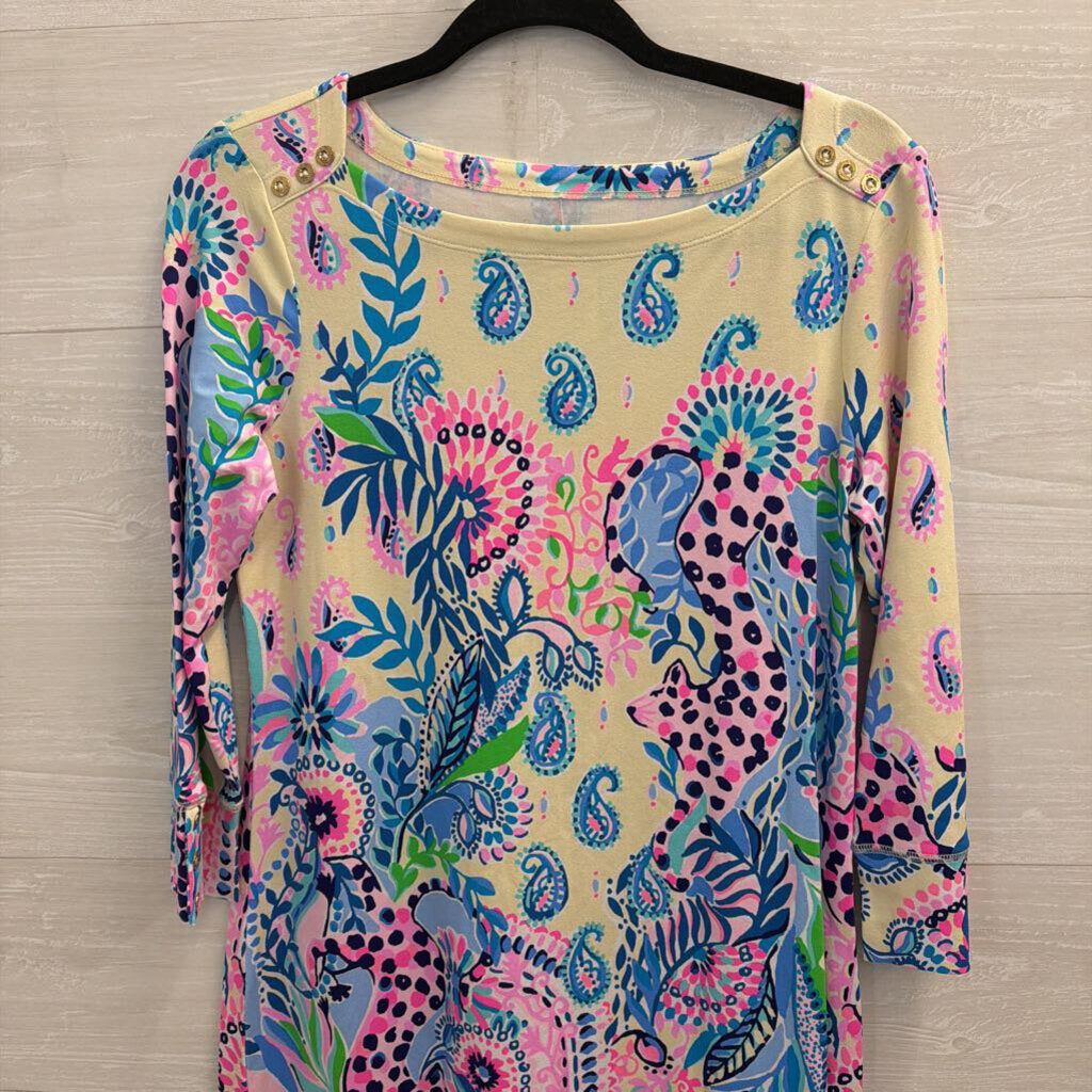 Lilly Pulitzer Cream/ Multi Print Long Sleeve Sophie Dress Medium