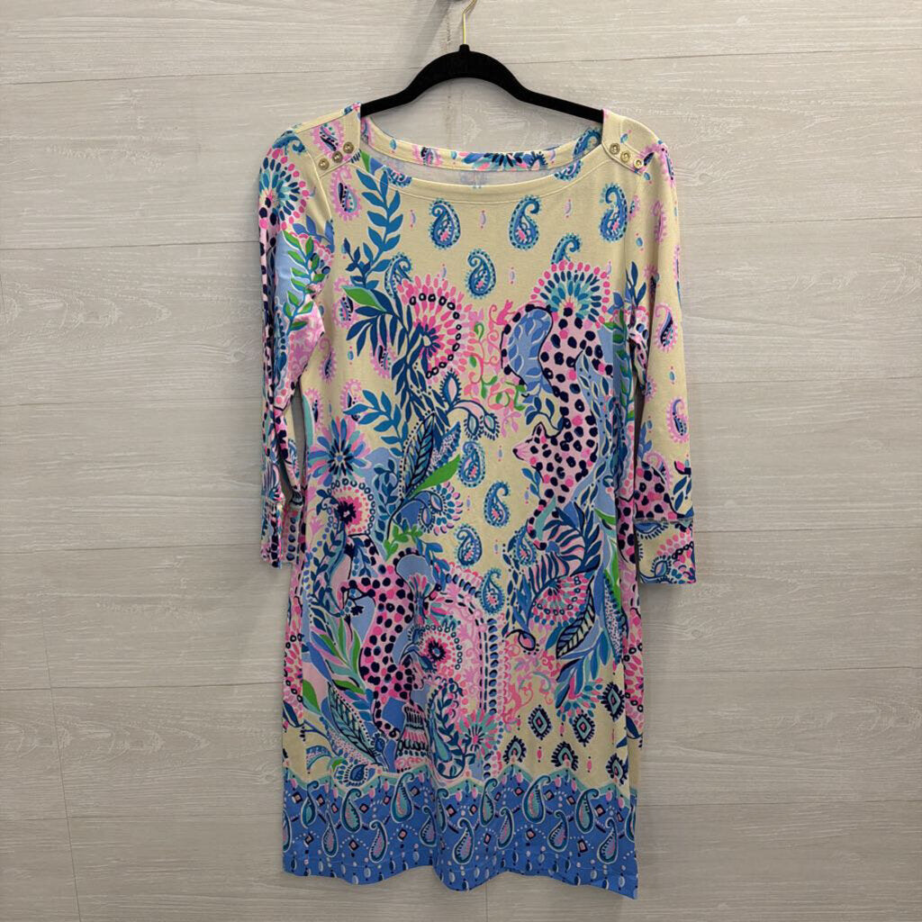 Lilly Pulitzer Cream/ Multi Print Long Sleeve Sophie Dress Medium