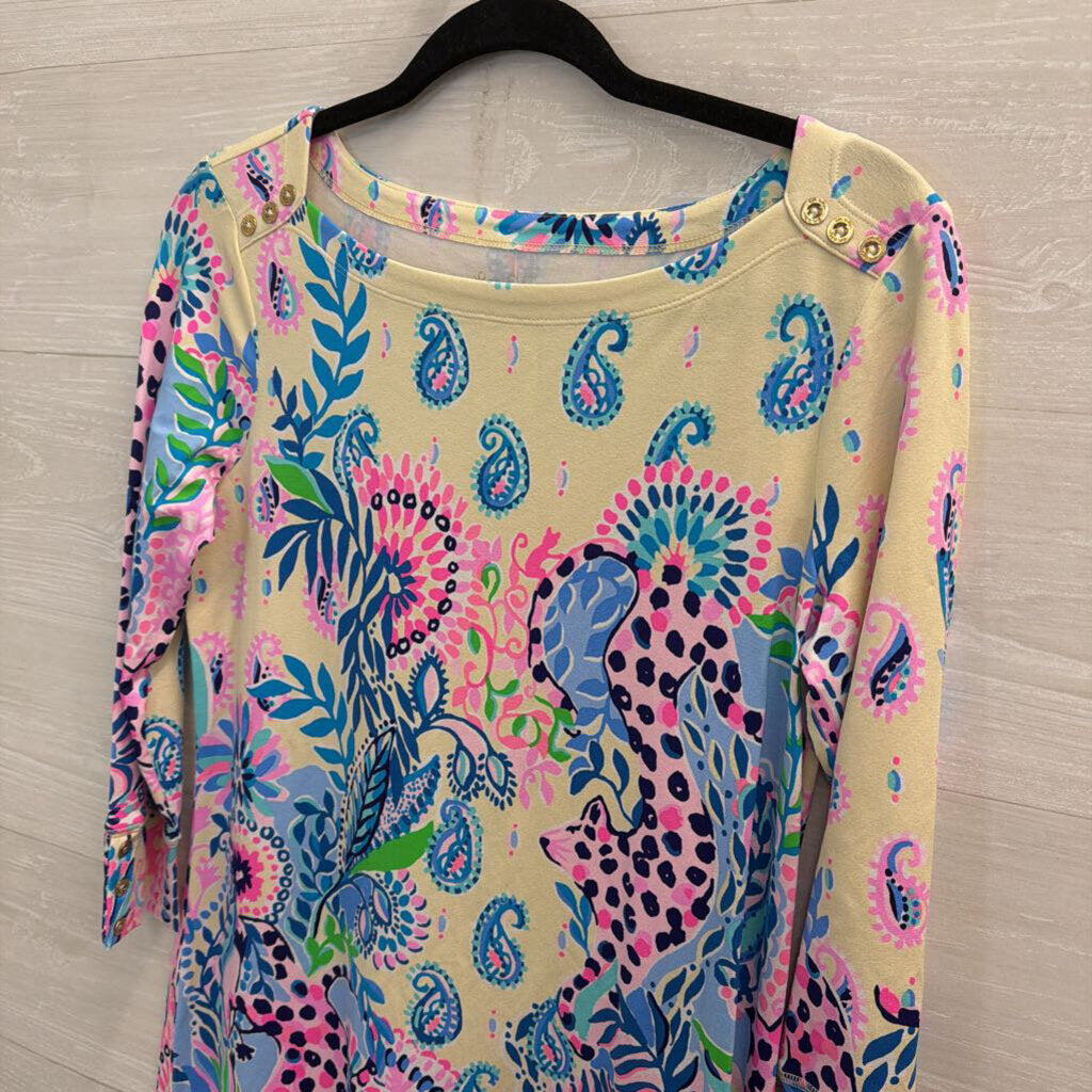 Lilly Pulitzer Cream/ Multi Print Long Sleeve Sophie Dress Medium