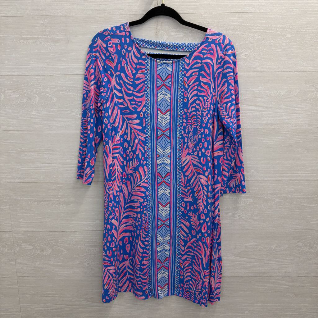 Lilly Pulitzer Blue/ Pink Print Long Sleeve Dress Medium