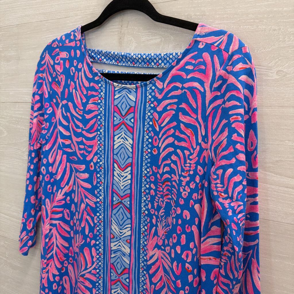 Lilly Pulitzer Blue/ Pink Print Long Sleeve Dress Medium