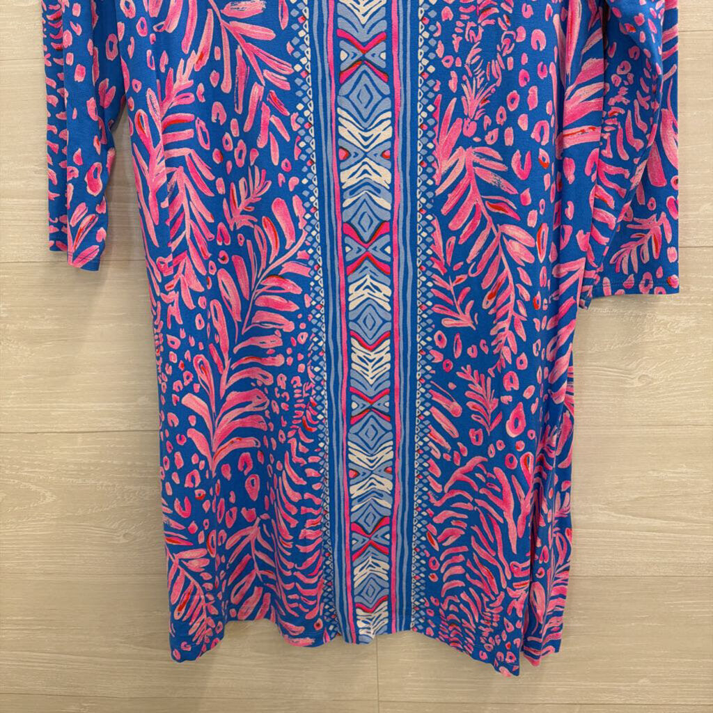 Lilly Pulitzer Blue/ Pink Print Long Sleeve Dress Medium