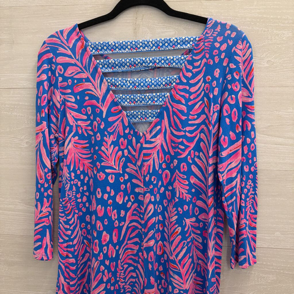 Lilly Pulitzer Blue/ Pink Print Long Sleeve Dress Medium