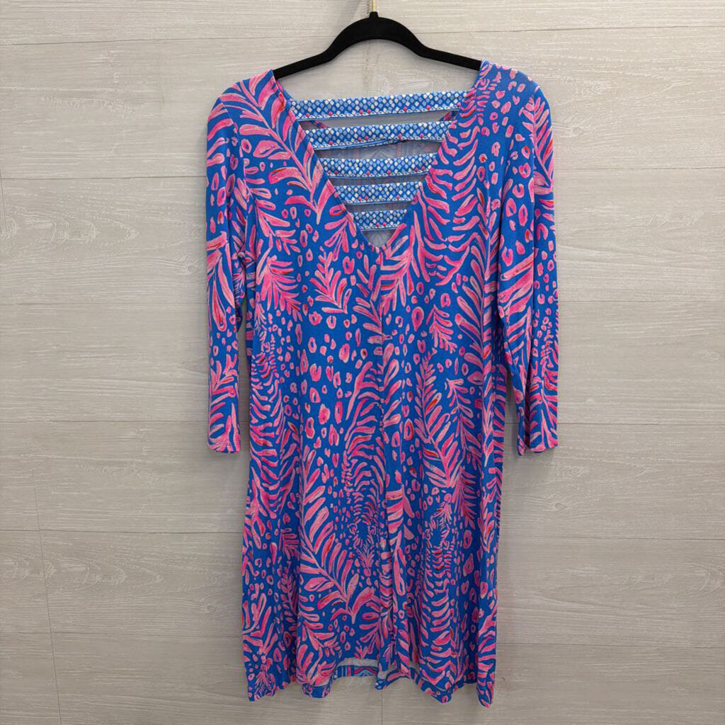 Lilly Pulitzer Blue/ Pink Print Long Sleeve Dress Medium