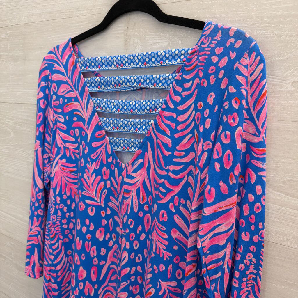 Lilly Pulitzer Blue/ Pink Print Long Sleeve Dress Medium