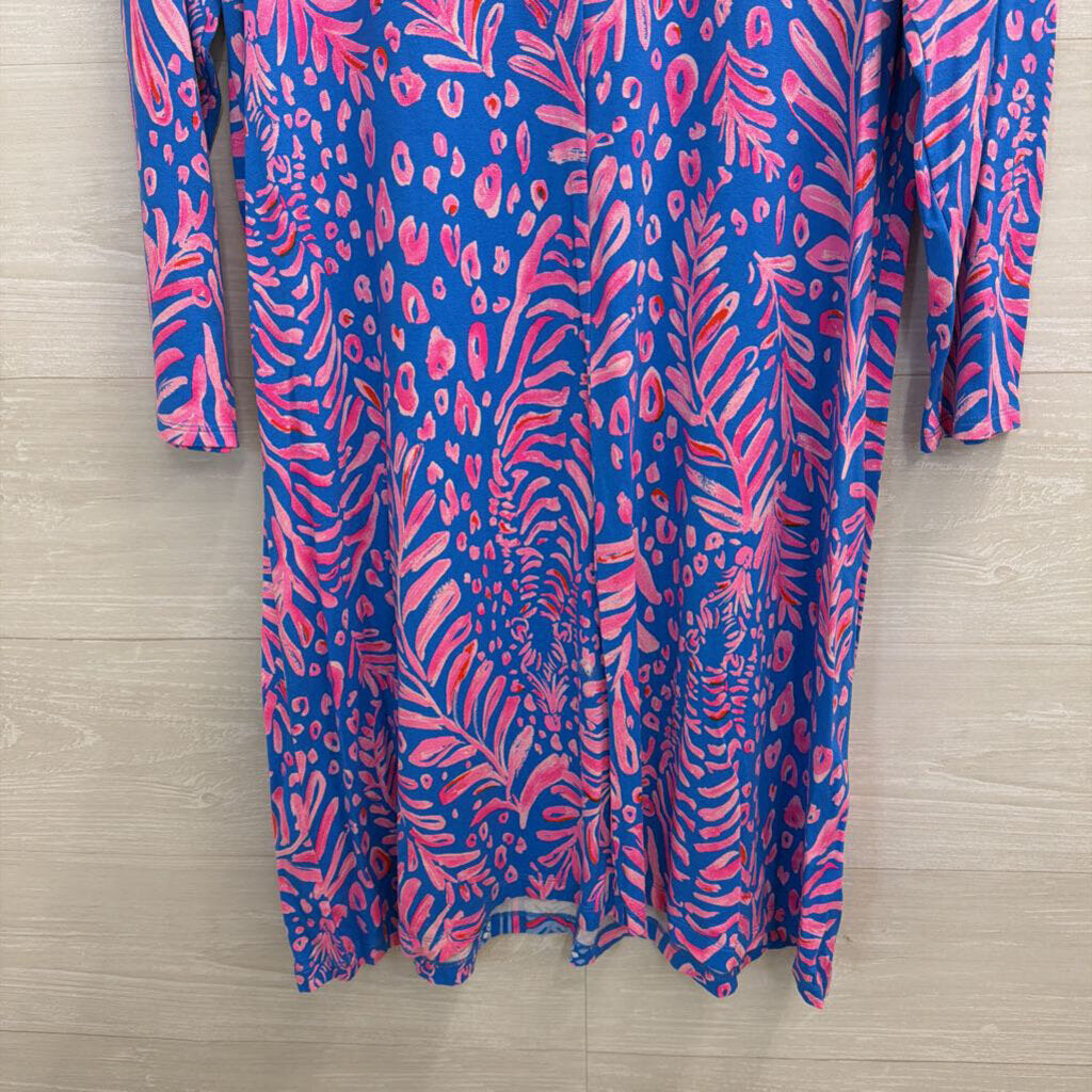 Lilly Pulitzer Blue/ Pink Print Long Sleeve Dress Medium
