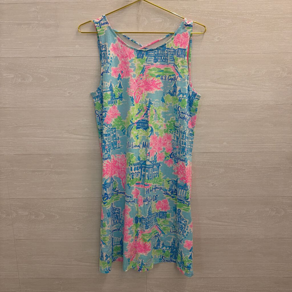 Lilly Pulitzer Blue/ Pink Print Kristen Dress Medium
