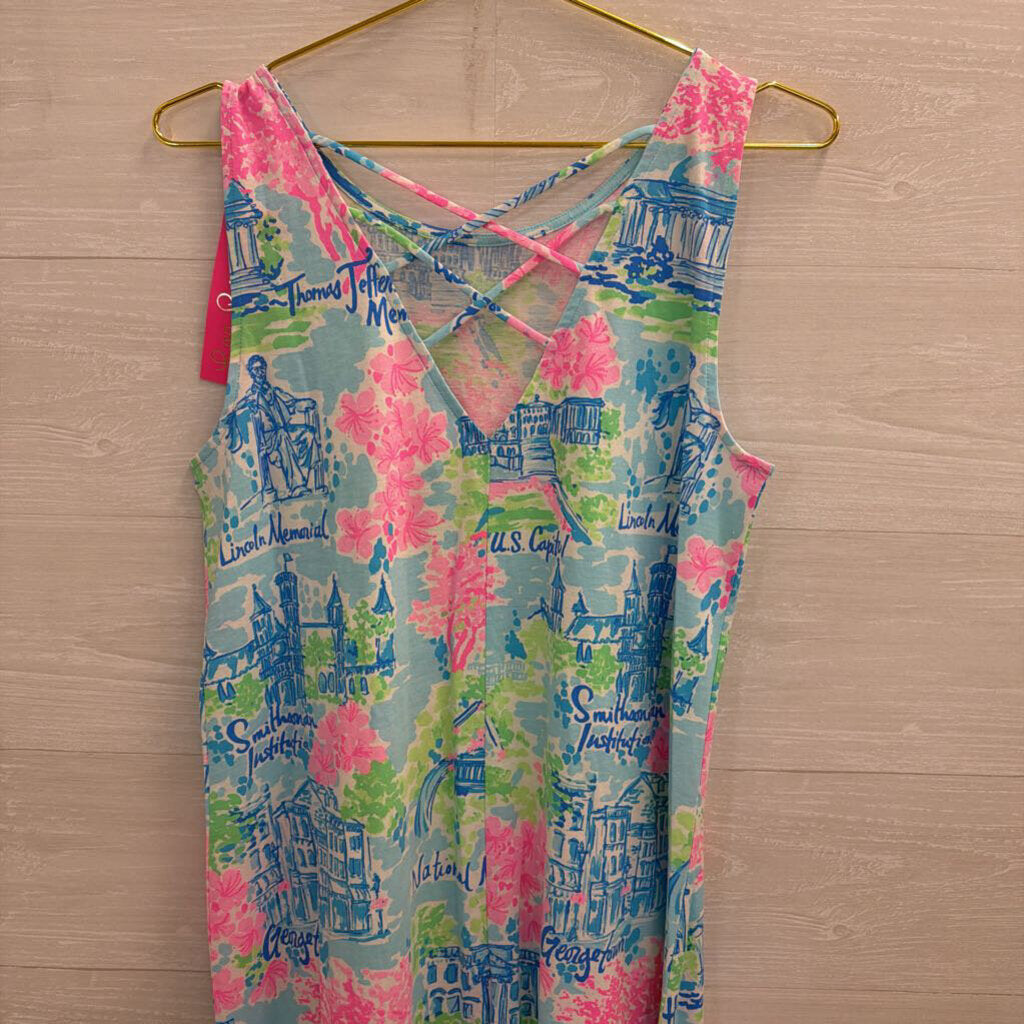 Lilly Pulitzer Blue/ Pink Print Kristen Dress Medium