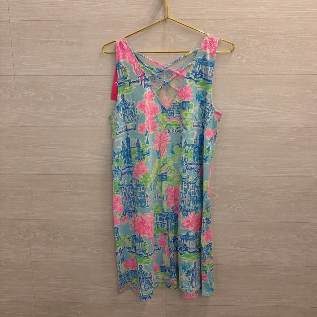 Lilly Pulitzer Blue/ Pink Print Kristen Dress Medium
