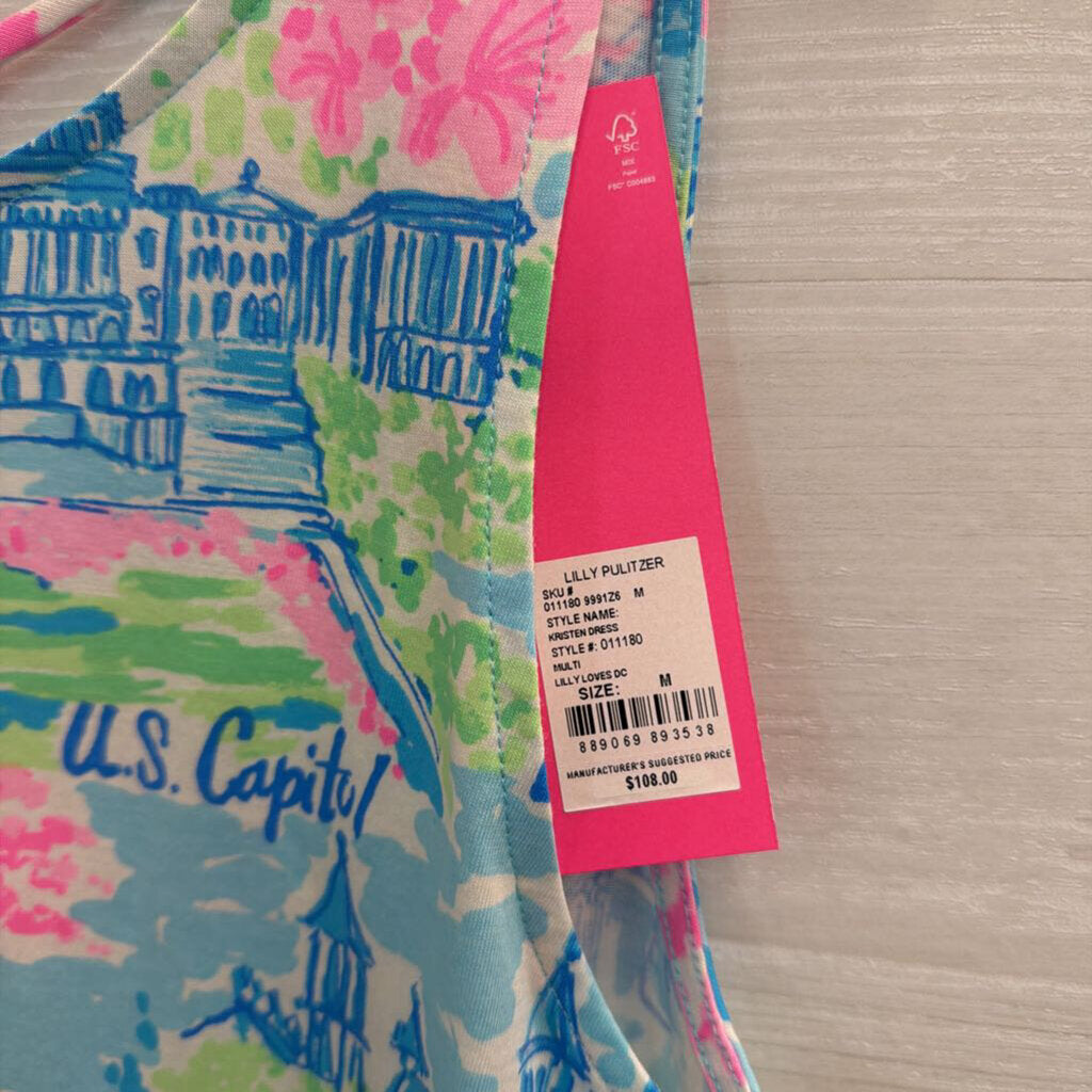 Lilly Pulitzer Blue/ Pink Print Kristen Dress Medium
