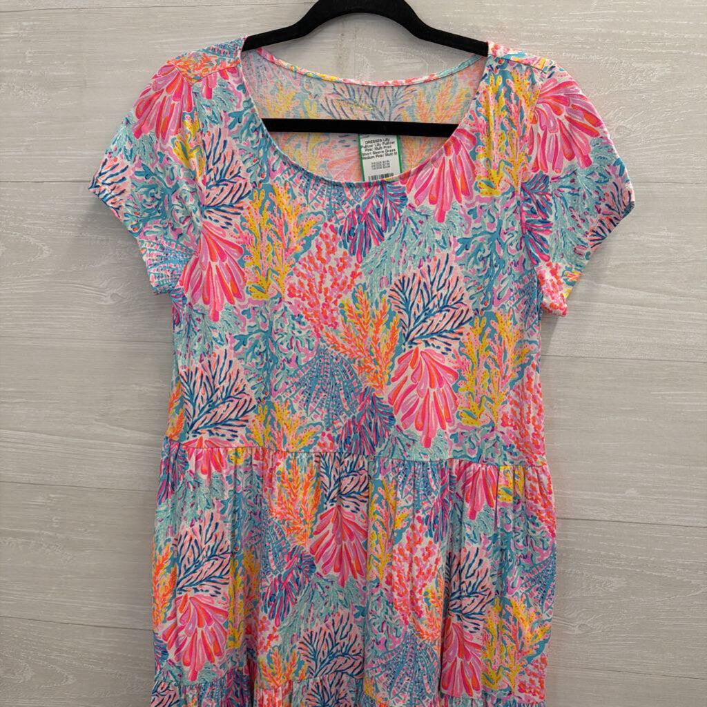 Lilly Pulitzer Pink/ Multi Print Short Sleeve Dress Medium