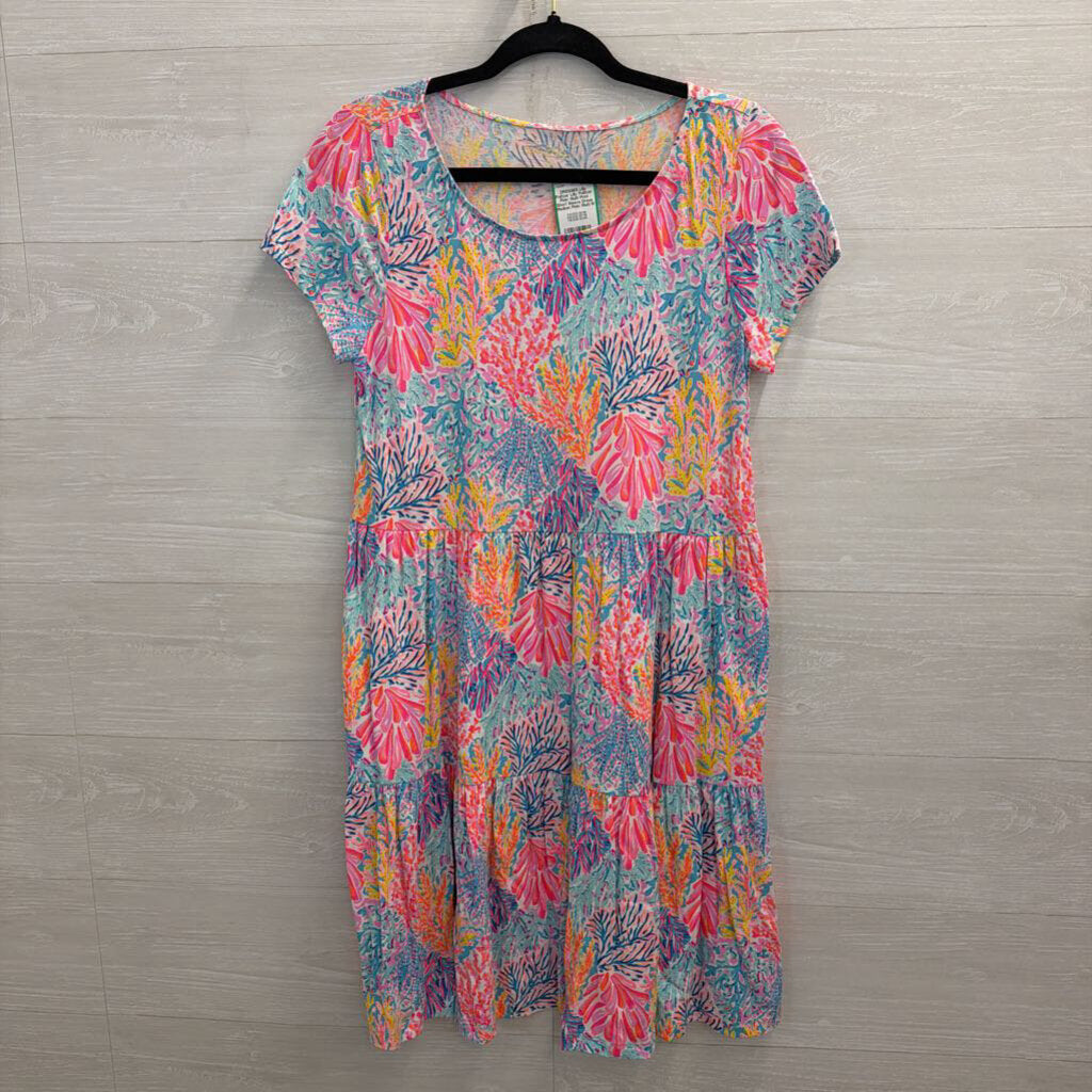 Lilly Pulitzer Pink/ Multi Print Short Sleeve Dress Medium
