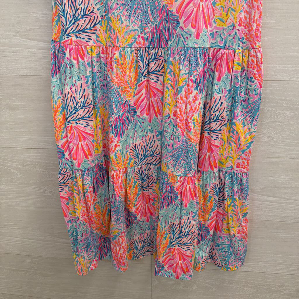 Lilly Pulitzer Pink/ Multi Print Short Sleeve Dress Medium