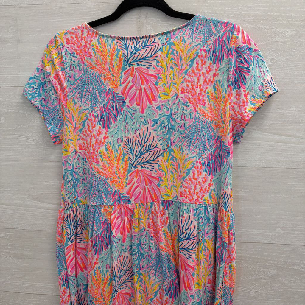 Lilly Pulitzer Pink/ Multi Print Short Sleeve Dress Medium
