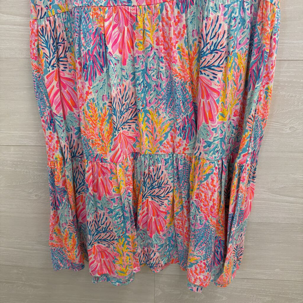 Lilly Pulitzer Pink/ Multi Print Short Sleeve Dress Medium