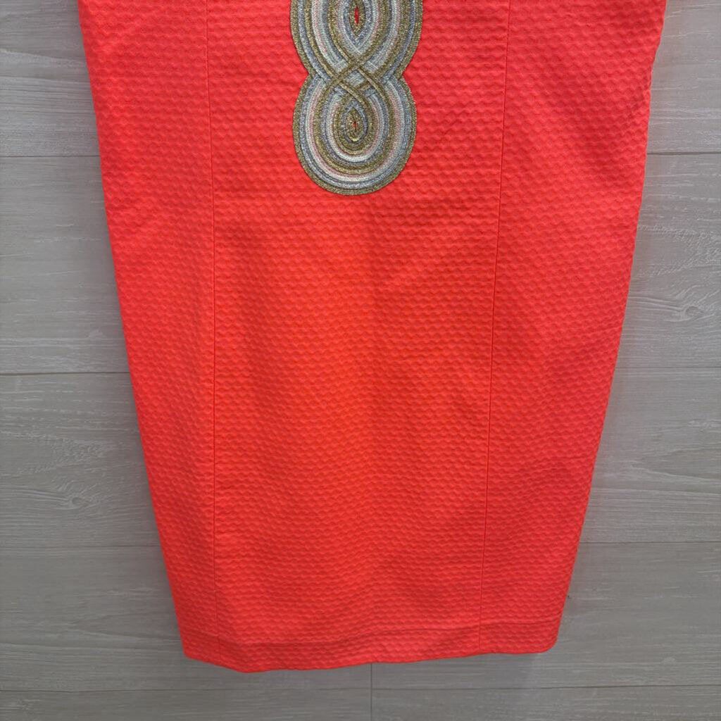 Lilly Pulitzer Coral/ Metallic Valli Shift Dress 6