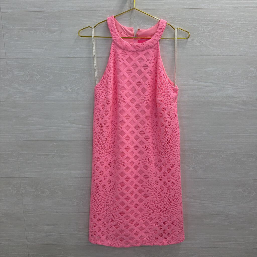 Lilly Pulitzer Pink Lace High Neck Sleeveless Dress Medium