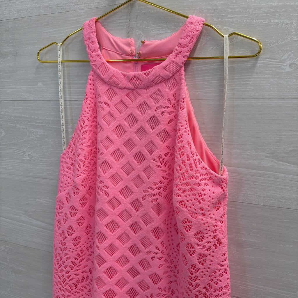 Lilly Pulitzer Pink Lace High Neck Sleeveless Dress Medium