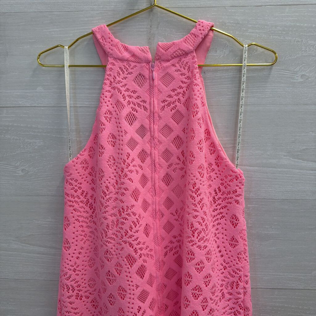 Lilly Pulitzer Pink Lace High Neck Sleeveless Dress Medium