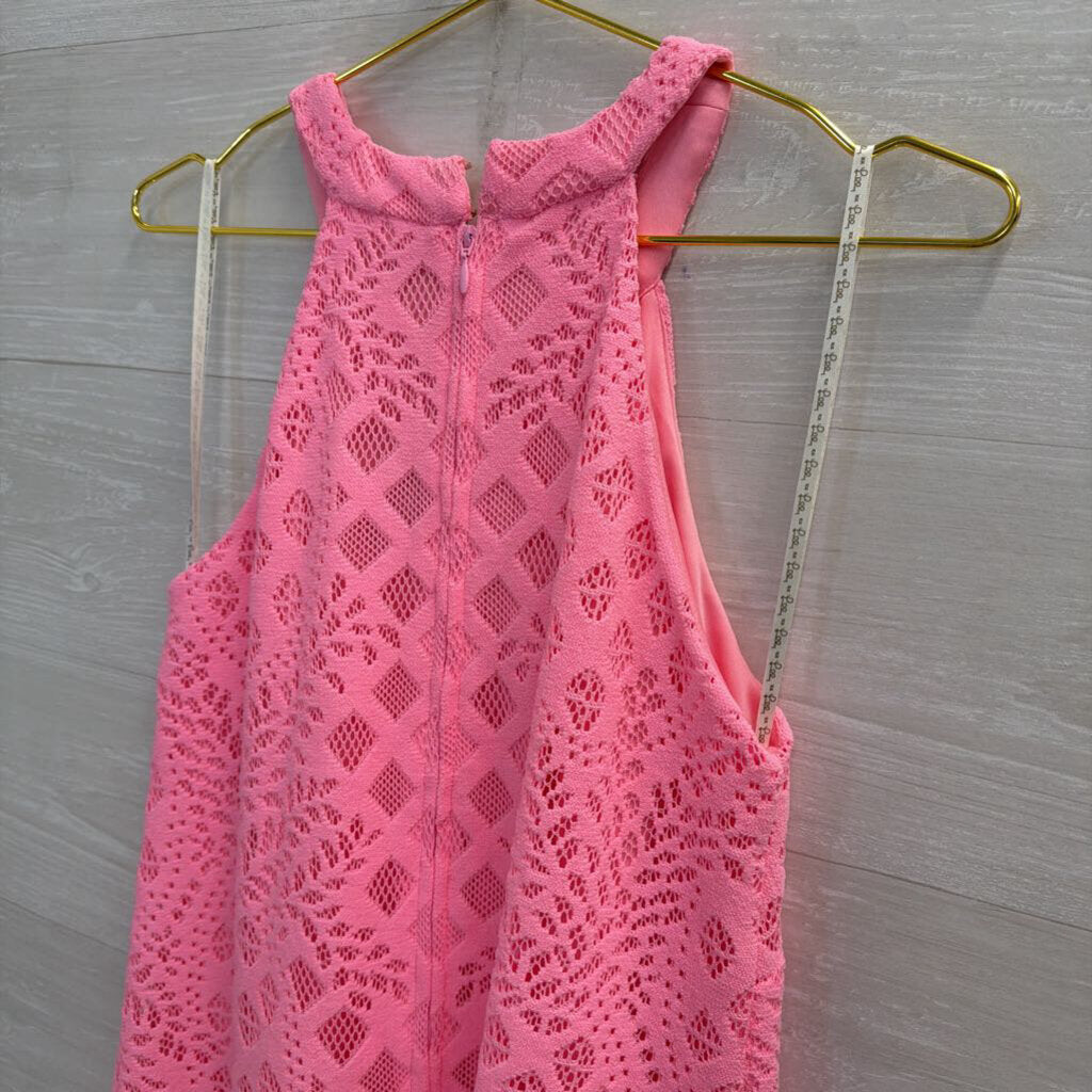 Lilly Pulitzer Pink Lace High Neck Sleeveless Dress Medium