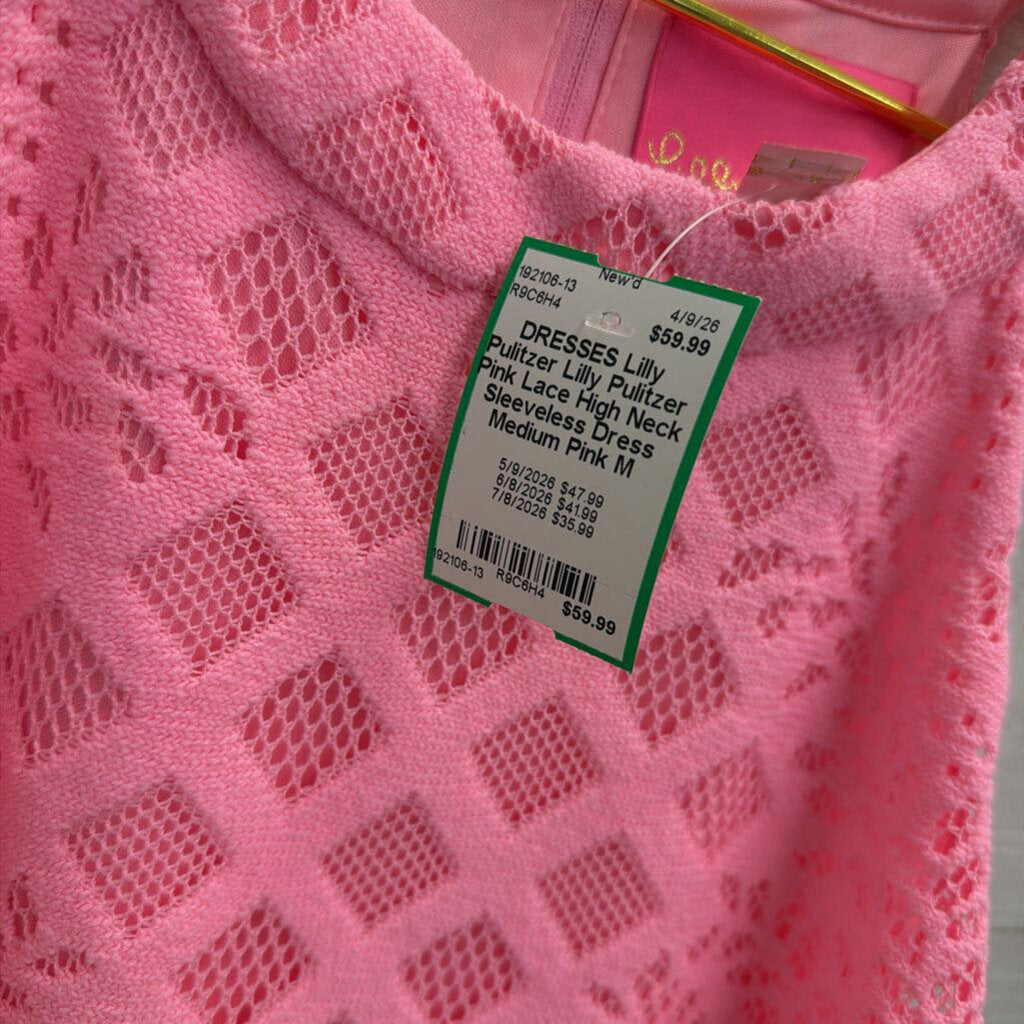 Lilly Pulitzer Pink Lace High Neck Sleeveless Dress Medium