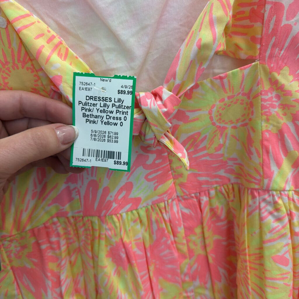 Lilly Pulitzer Pink/ Yellow Print Bethany Dress 0