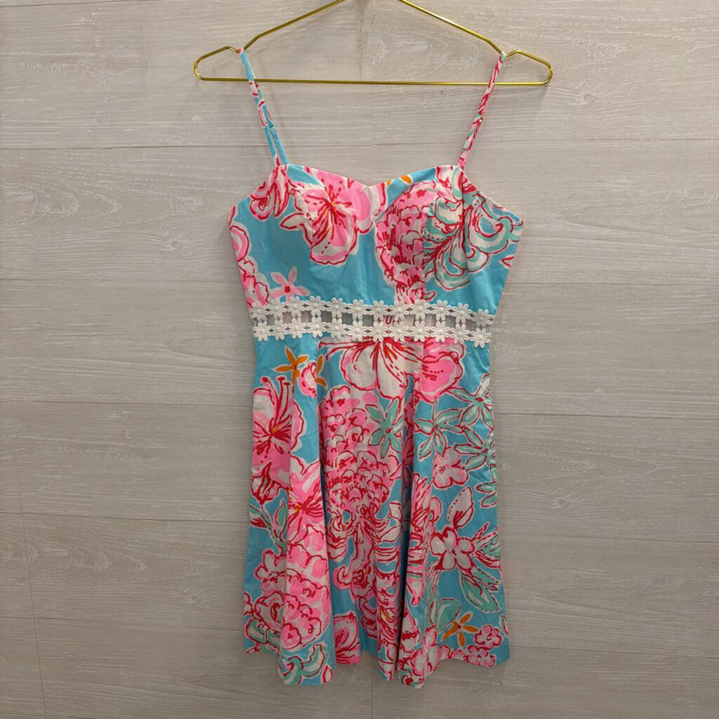 Lilly Pulitzer Blue/ Multi Print Lenore Dress 0