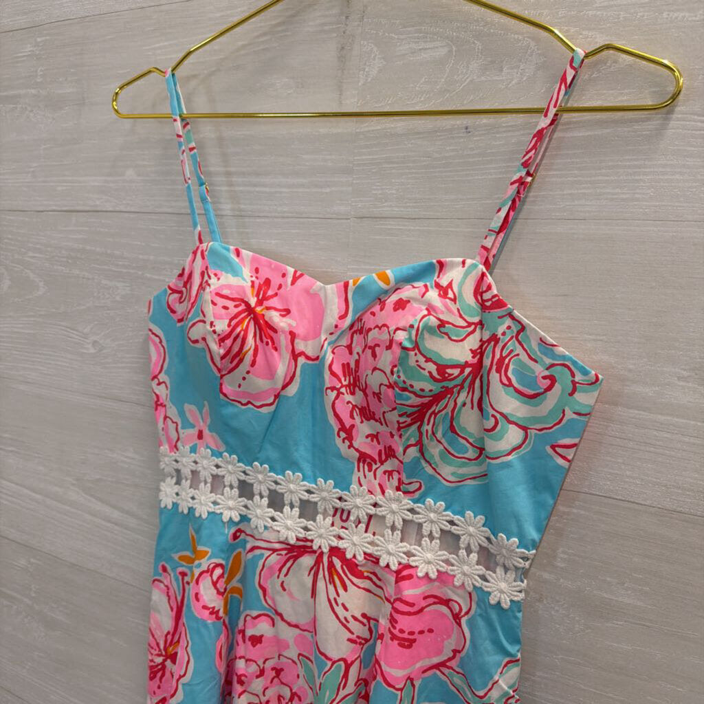 Lilly Pulitzer Blue/ Multi Print Lenore Dress 0