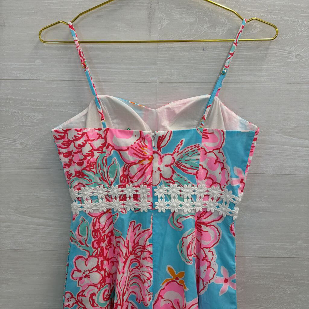 Lilly Pulitzer Blue/ Multi Print Lenore Dress 0