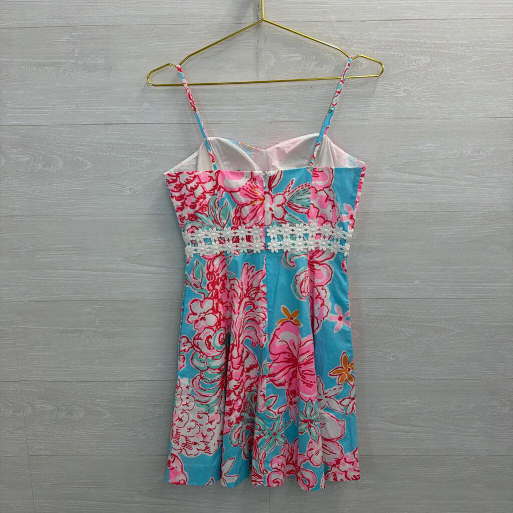 Lilly Pulitzer Blue/ Multi Print Lenore Dress 0
