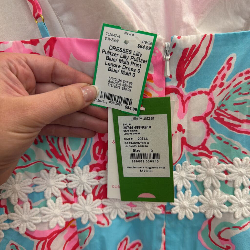 Lilly Pulitzer Blue/ Multi Print Lenore Dress 0