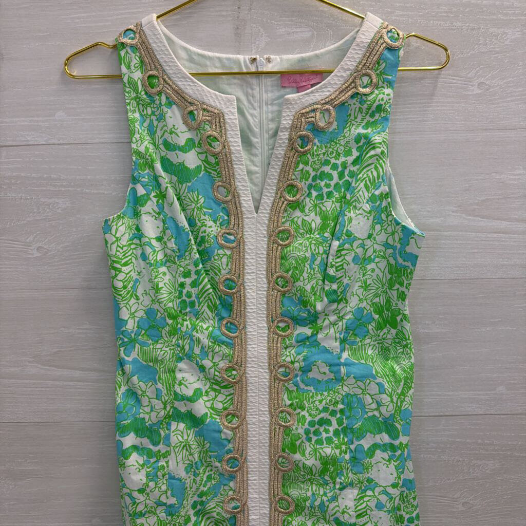 Lilly Pulitzer White/ Green Print Janice Shift Dress 2